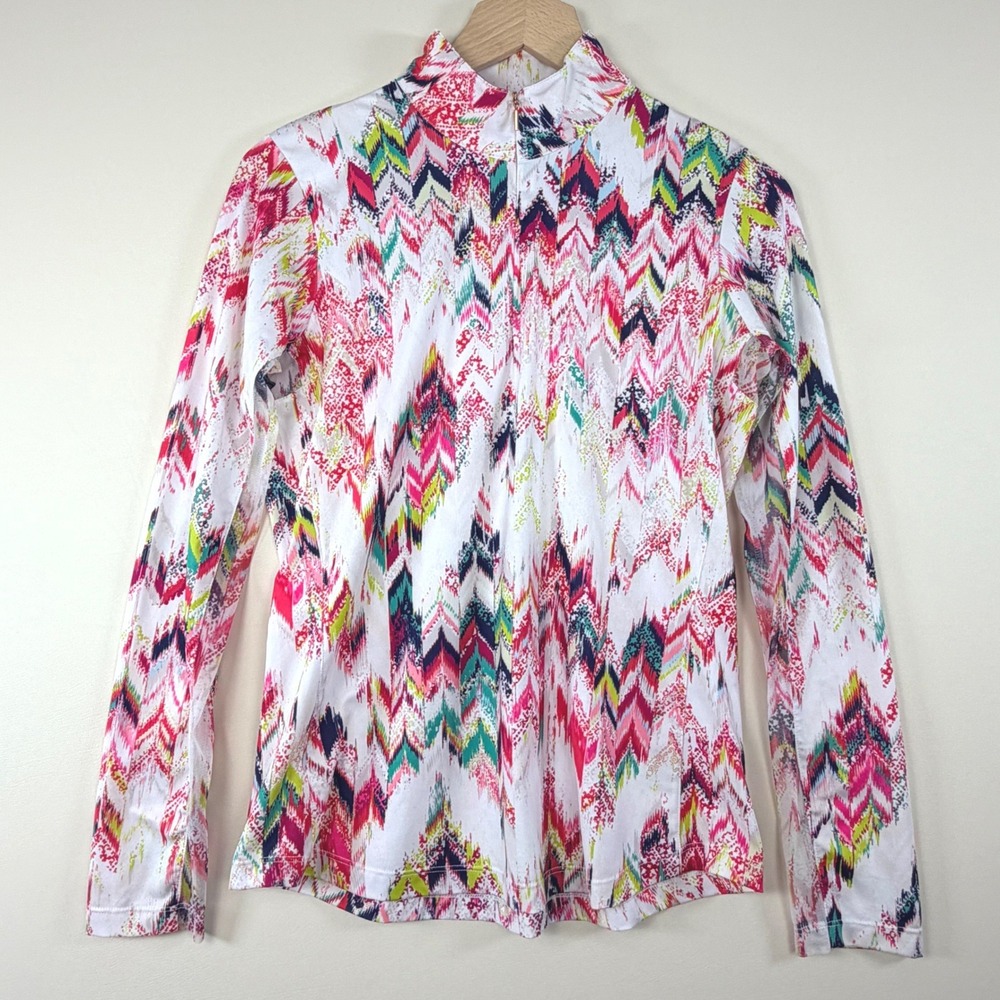 EP New York Multi Color Chevron Quarter Zip Golf Top Small Mesh Activewear